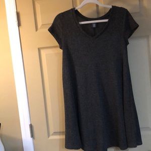 Ladies aqua dark gray s/s dress.SMALL poly/rayon